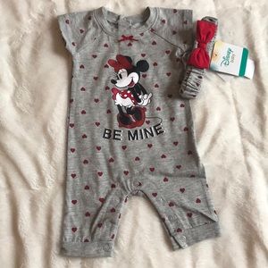 NWT Disney baby size newborn one piece w/ headband